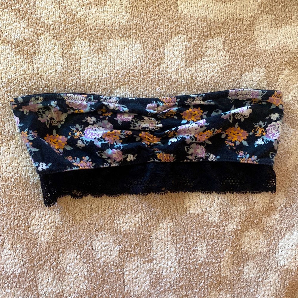 Black floral bandeau bra
